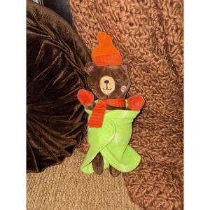 Target Winter Brown Teddy In Green Lovey Blanket Bear Plush Stuffed Animal